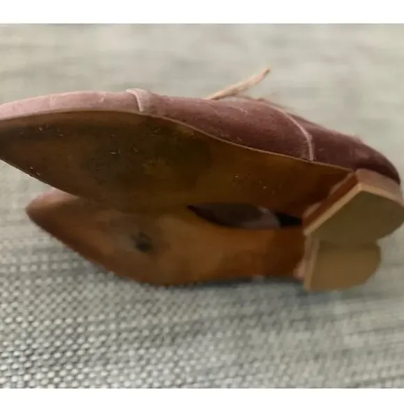 Stuart Weitzman Cello Velvet Lace Up Pointed Toe Oxford Flat Soft Petal Pink 9 - Picture 6 of 7